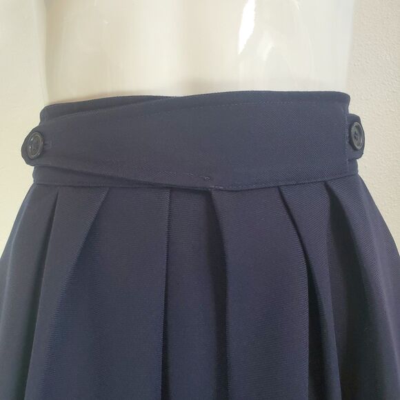 Vintage 60s/70s Bobbie Brooks Navy Pleated Wrap Skirt - Picture 5 of 14